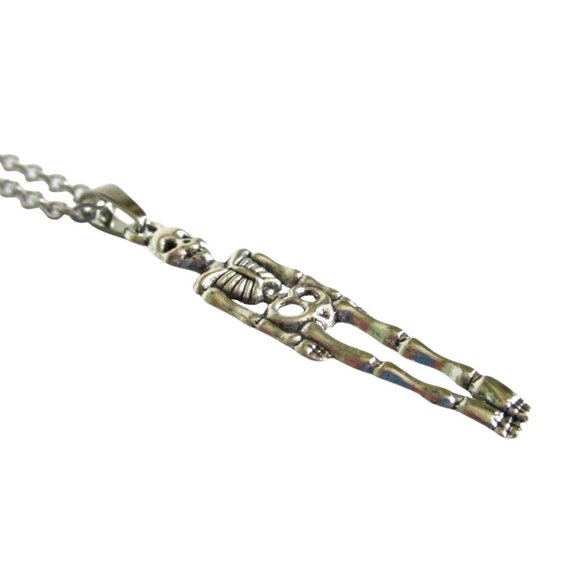New Skeleton Pendant Necklace With 18" Stainless Chain Gothic Whimsygoth Gift - Picture 5 of 6